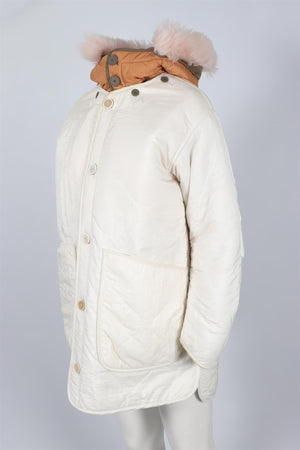 MARFA STANCE WHITE SHEARLING AND SHELL COAT SMALL