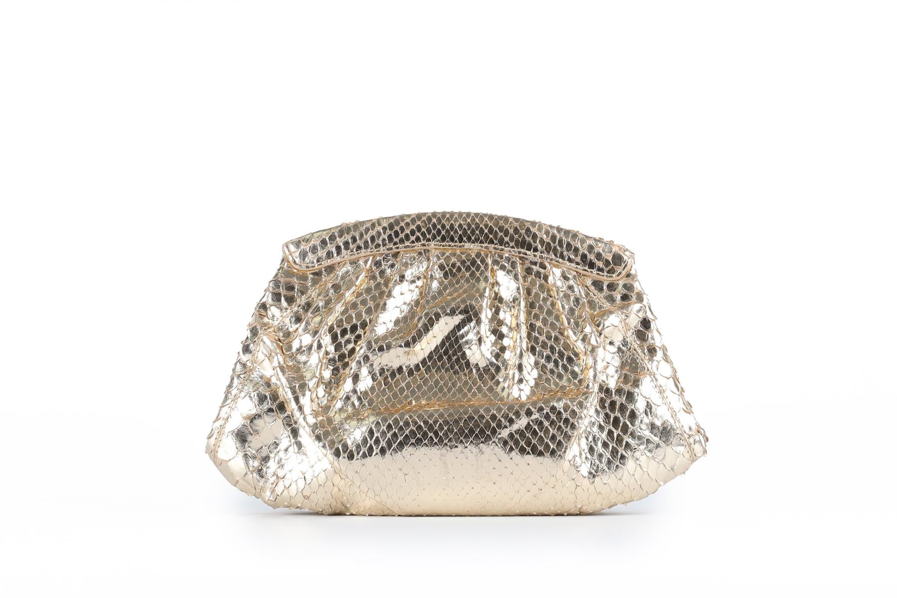 NANCY GONZALEZ GOLD PYTHON CLUTCH