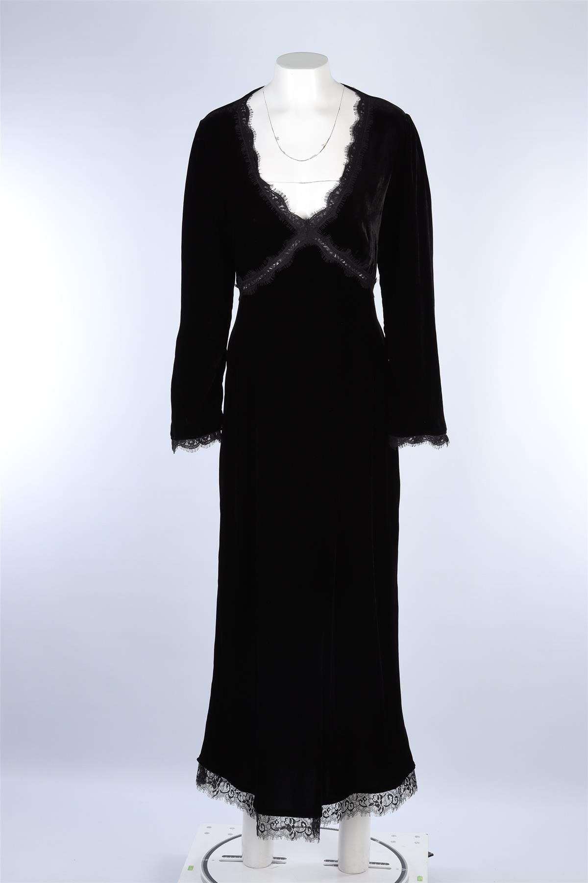 RIXO BLACK VELVET MAXI DRESS UK 14