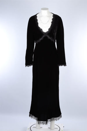 RIXO BLACK VELVET MAXI DRESS UK 14