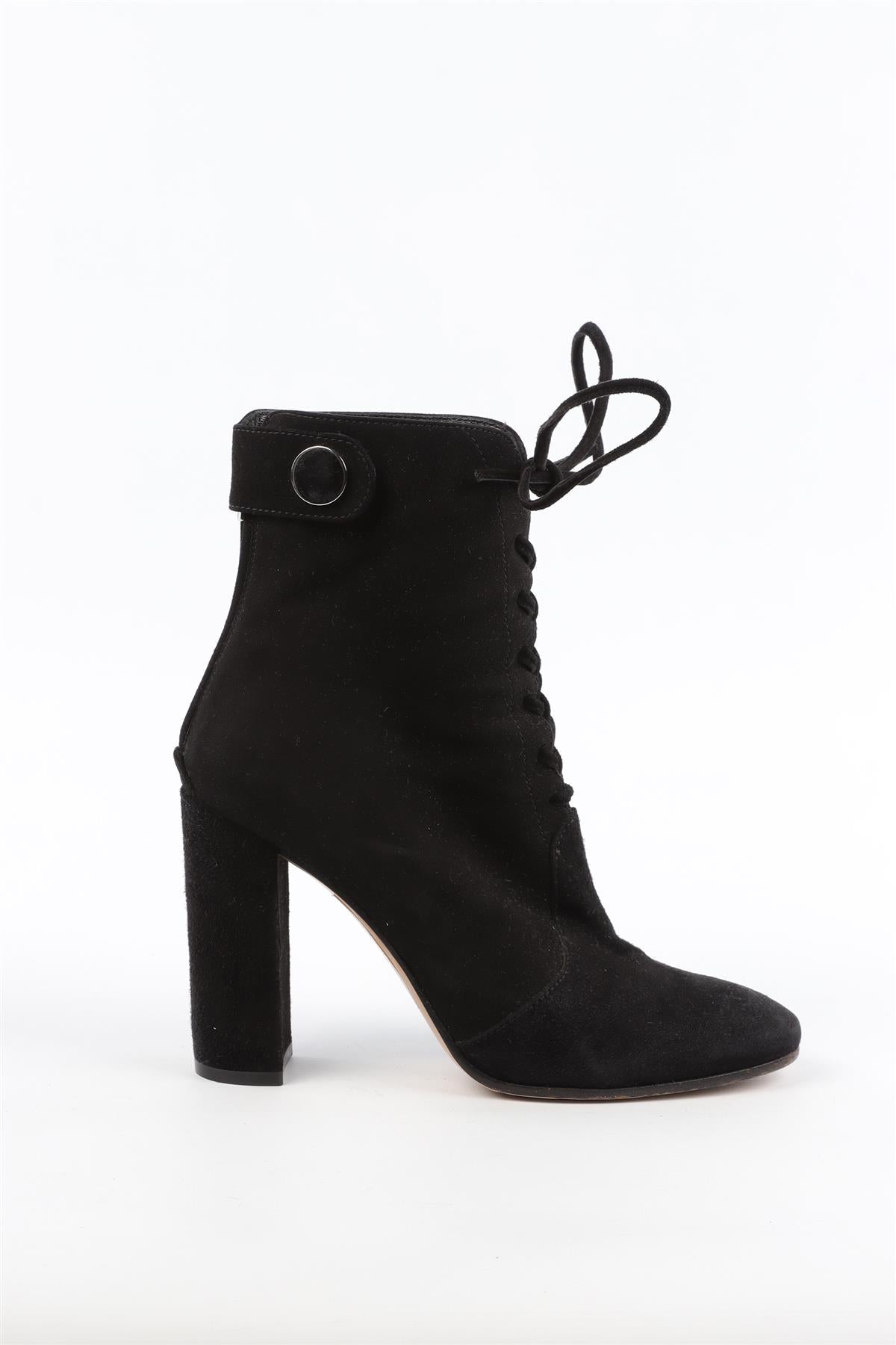 GIANVITO ROSSI BLACK SUEDE ANKLE BOOTS EU 38 UK 5 US 8