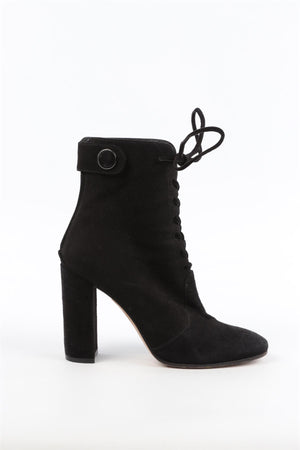 GIANVITO ROSSI BLACK SUEDE ANKLE BOOTS EU 38 UK 5 US 8