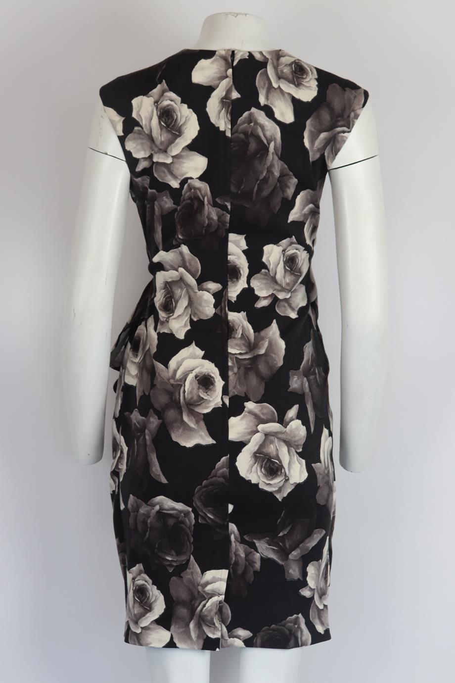 LANVIN RUCHED FLORAL PRINT STRETCH WOOL BLEND DRESS FR 38 UK 10
