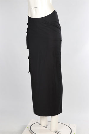 AYA MUSE BLACK WOOL MAXI SKIRT SMALL