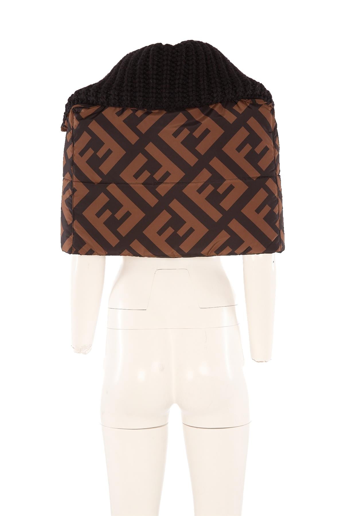 FENDI BLACK FF PADDED SHELL CAPE IT 42 UK 10