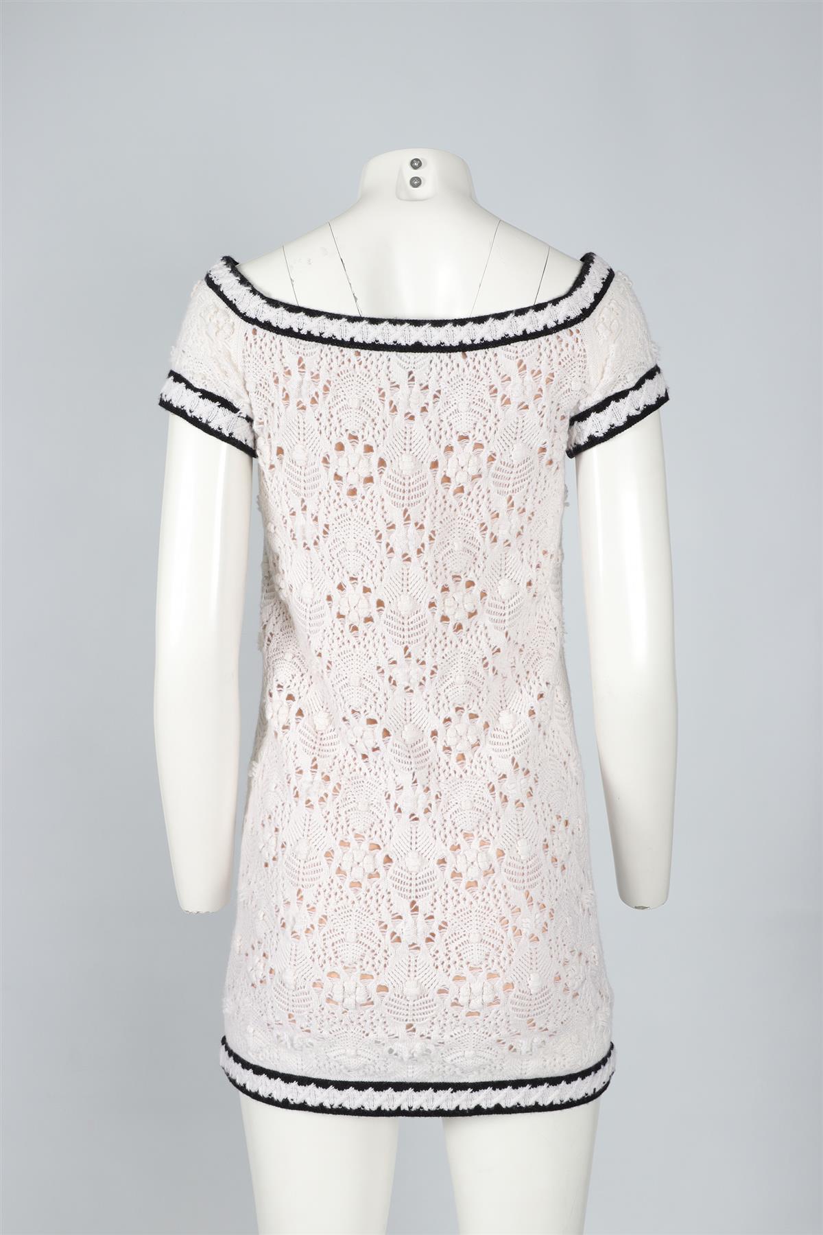 CHANEL WHITE 2022 CASHMERE MINI DRESS FR 34 UK 6