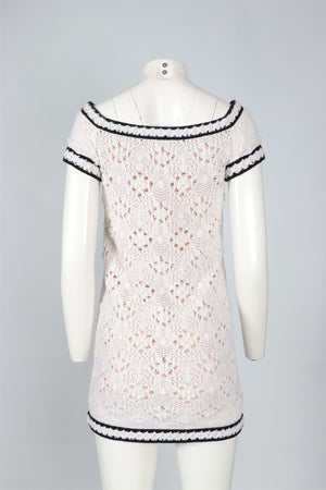 CHANEL WHITE 2022 CASHMERE MINI DRESS FR 34 UK 6