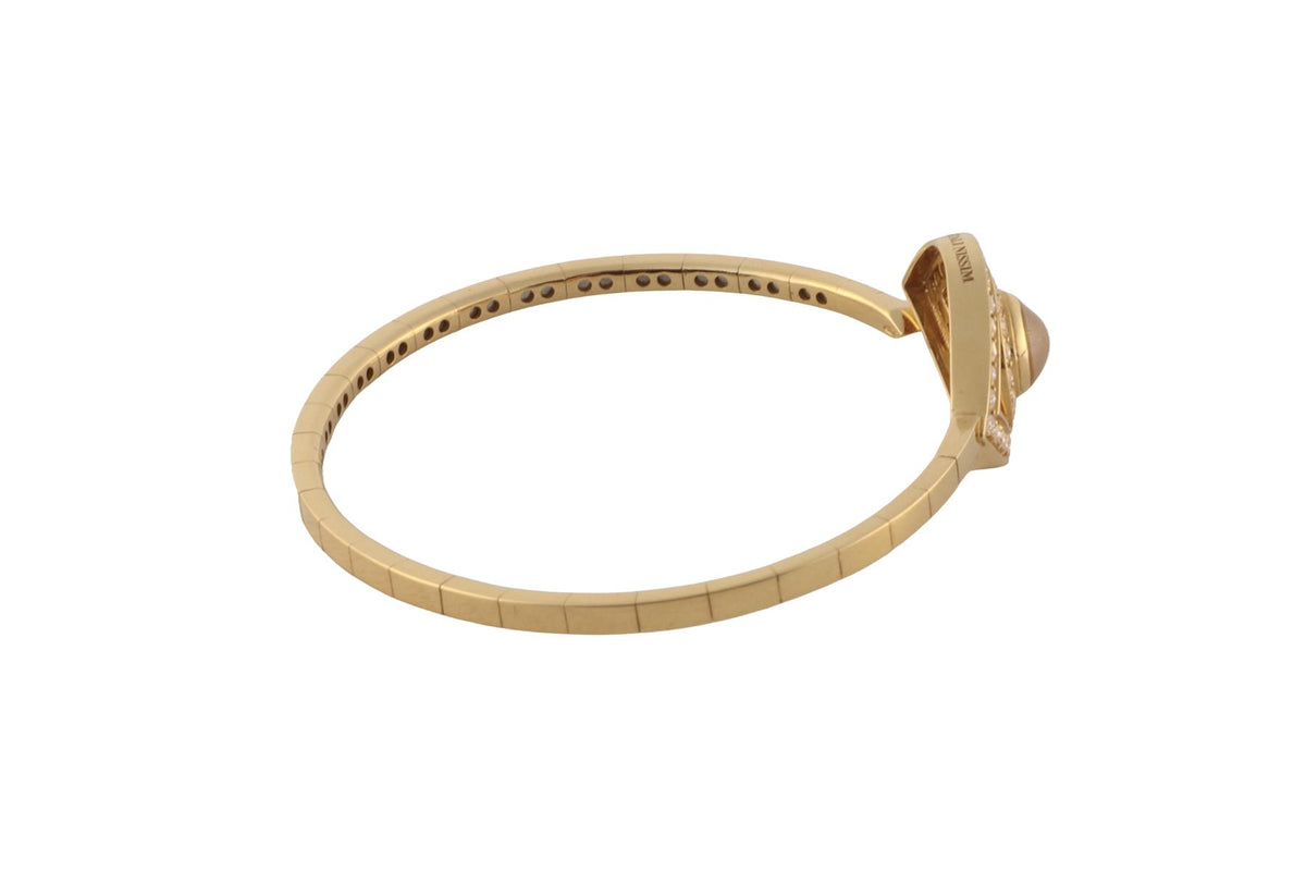 NETALI NISSIM ICONIC EYE 18K YELLOW GOLD AND ROSE QUARTZ BRACELET