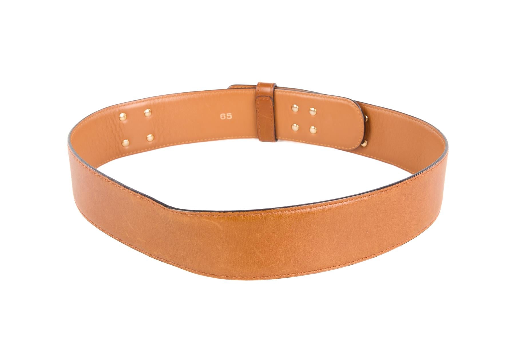 CELINE TAN VINTAGE LEATHER WAIST BELT 65CM