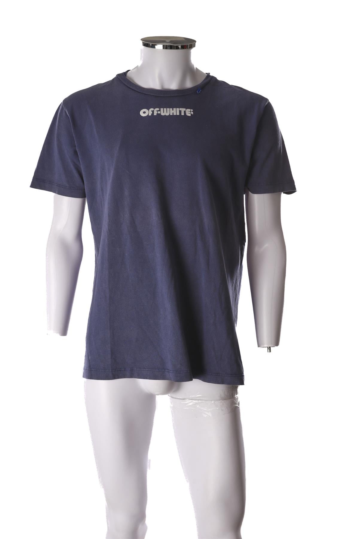 OFF-WHITE BLUE MEN'S COTTON T-SHIRT MEDIUM