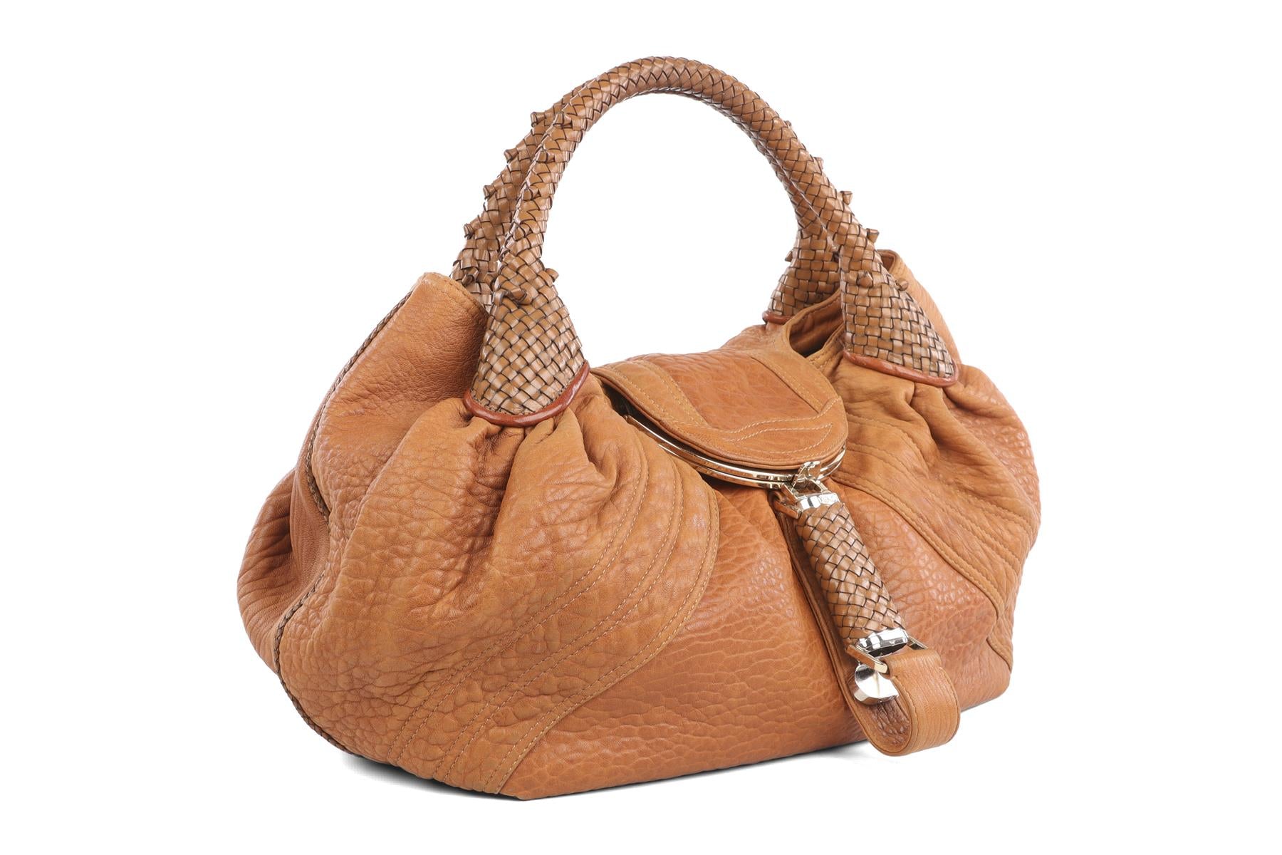 FENDI BROWN SPY FF ZUCCA LEATHER TOTE BAG