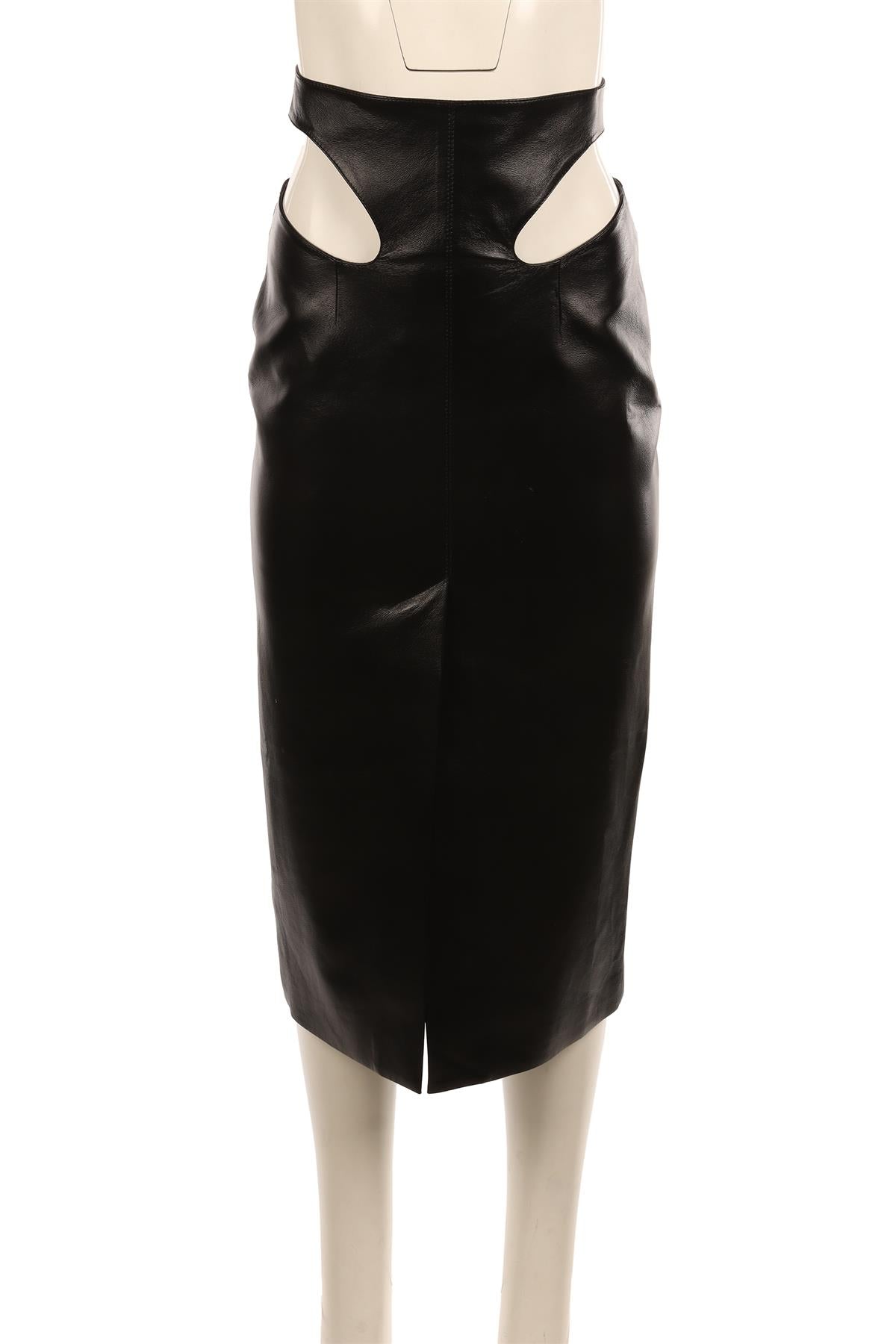 MATÉRIEL BLACK LEATHER MAXI SKIRT SMALL