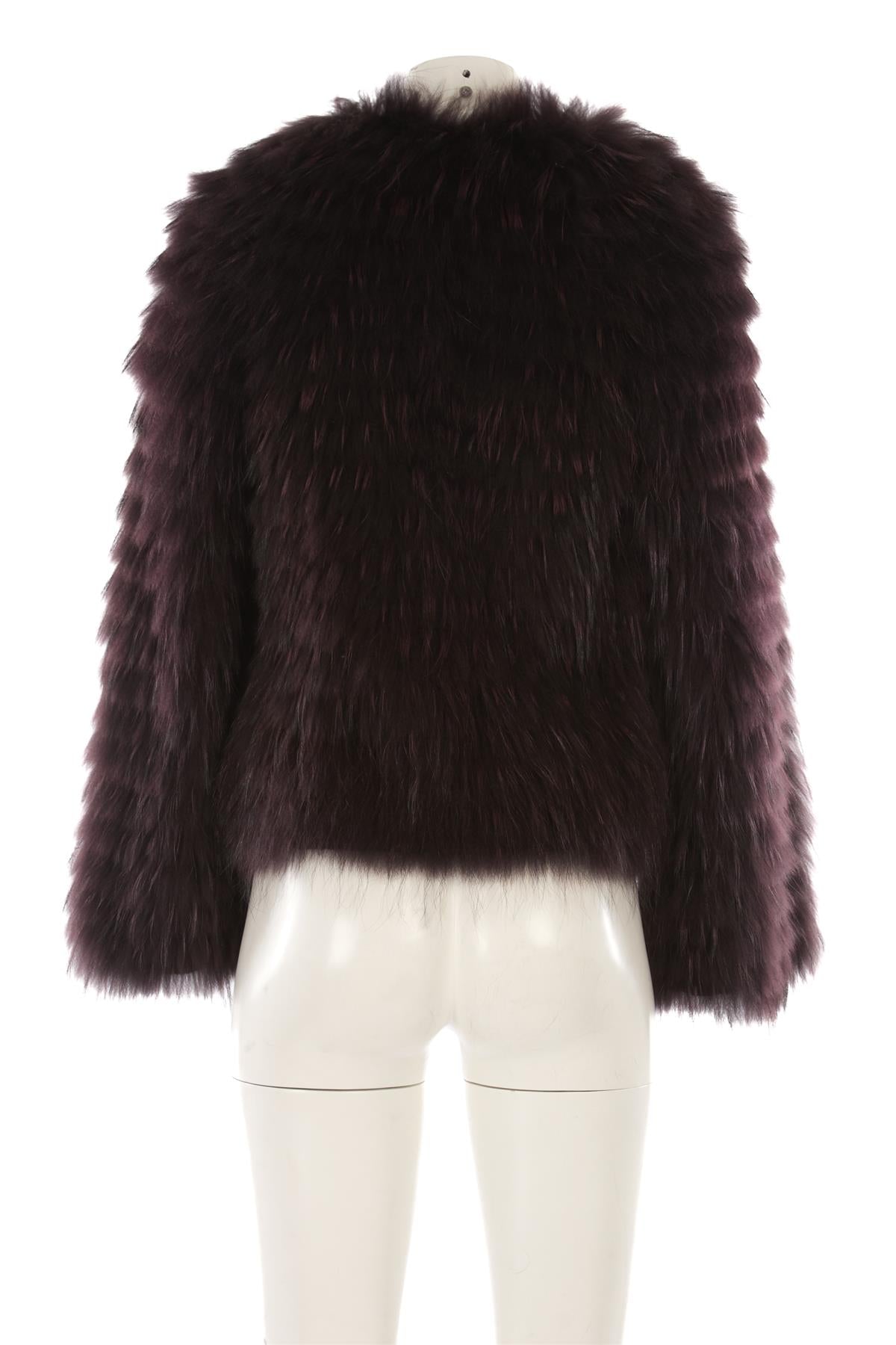 YVES SALOMON BURGUNDY RABBIT FUR JACKET FR 40 UK 12