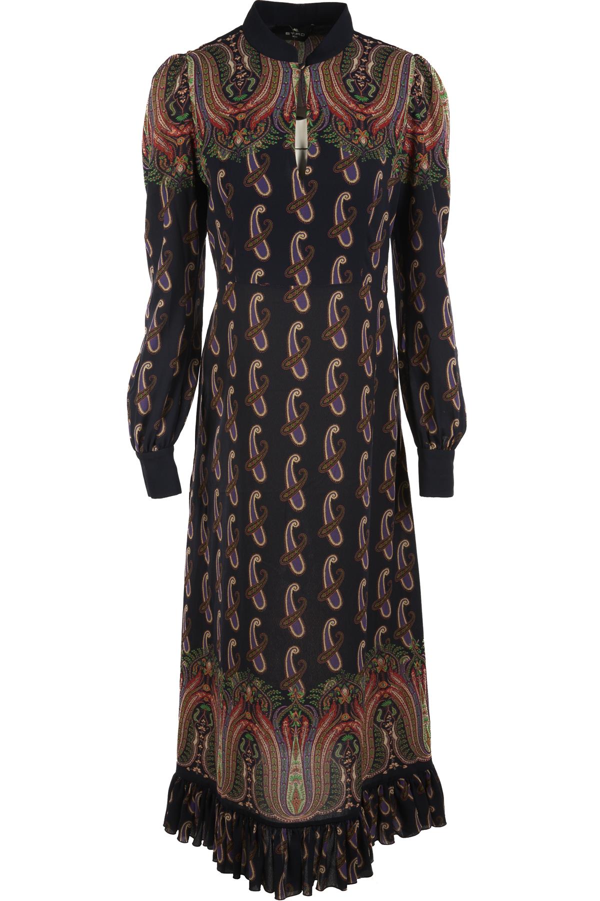 ETRO NAVY CREPE MAXI DRESS UK 10