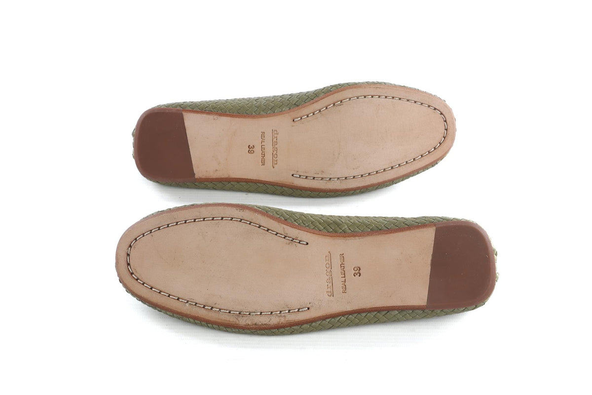 DRAGON DIFFUSION GREEN LEATHER LOAFERS EU 39 UK 6 US 9