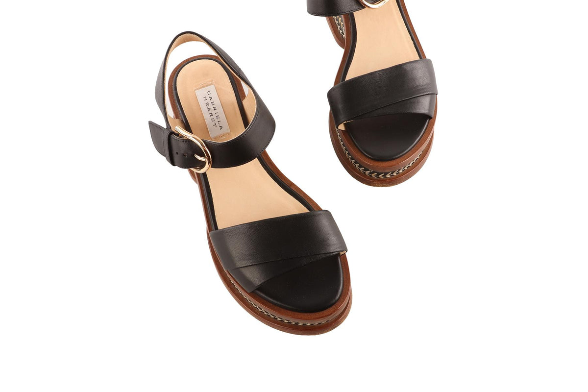 GABRIELA HEARST BLACK LEATHER PLATFORM SANDALS EU 38.5 UK 5.5 US 8.5
