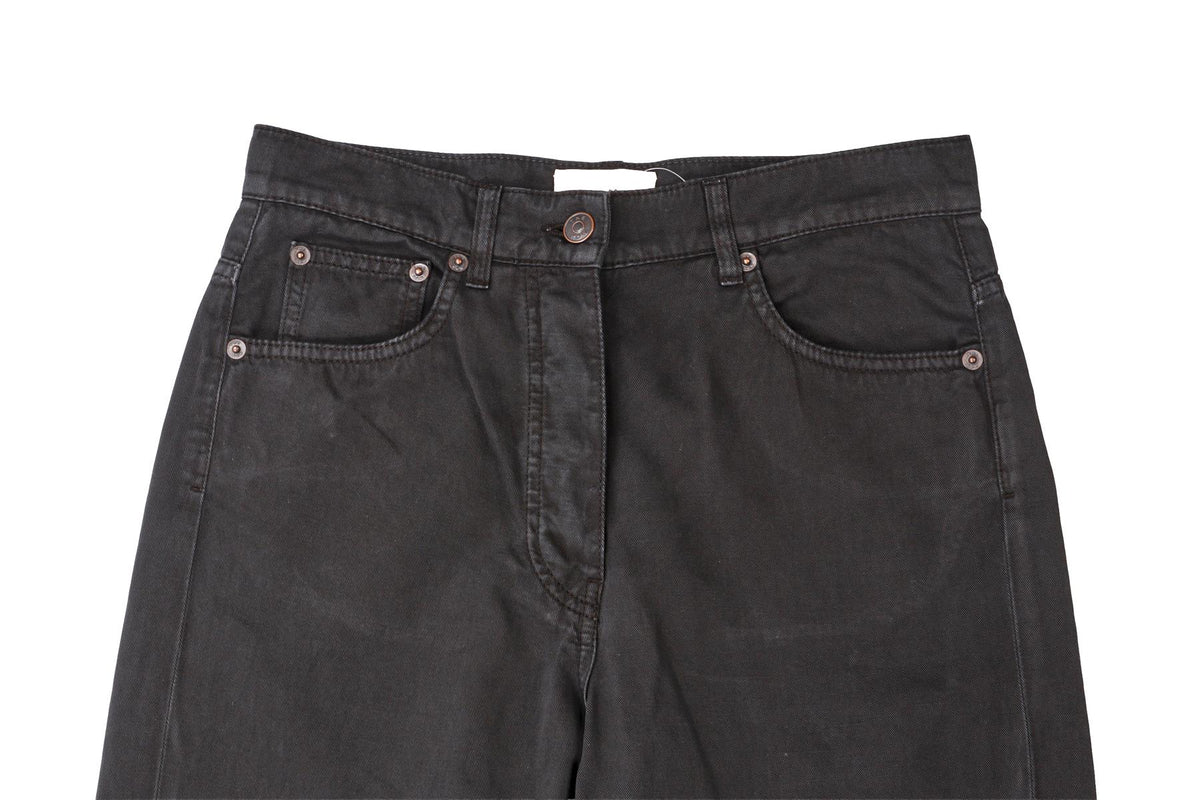 BLACK COTTON STRAIGHT LEG PANTS
