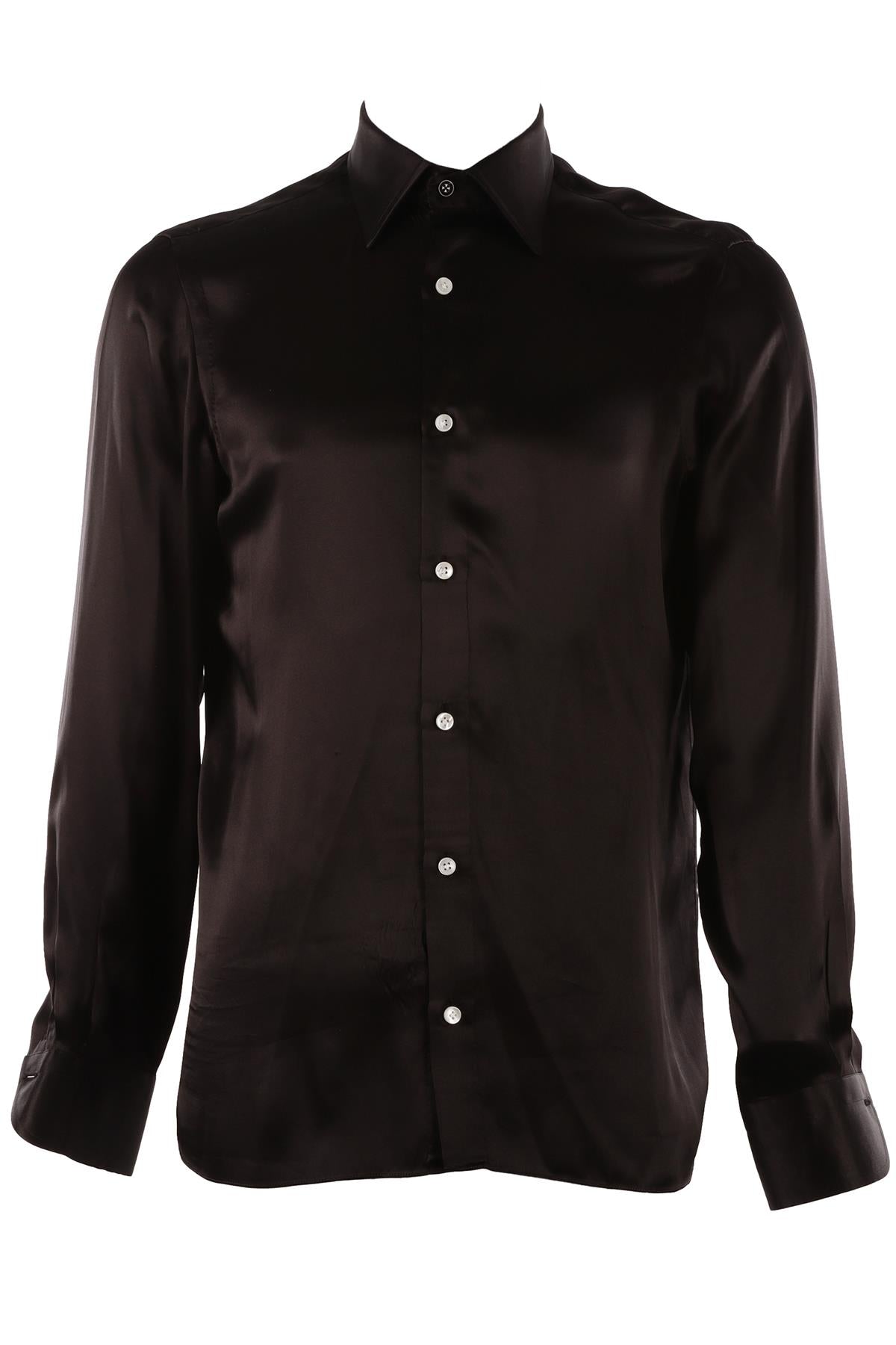 BLACK MEN'S SILK SHIRT