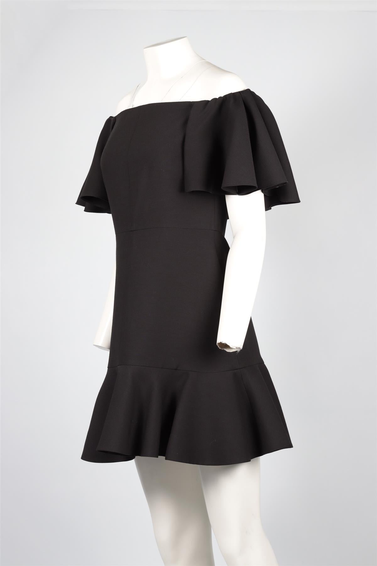 VALENTINO BLACK WOOL MINI DRESS IT 42 UK 10