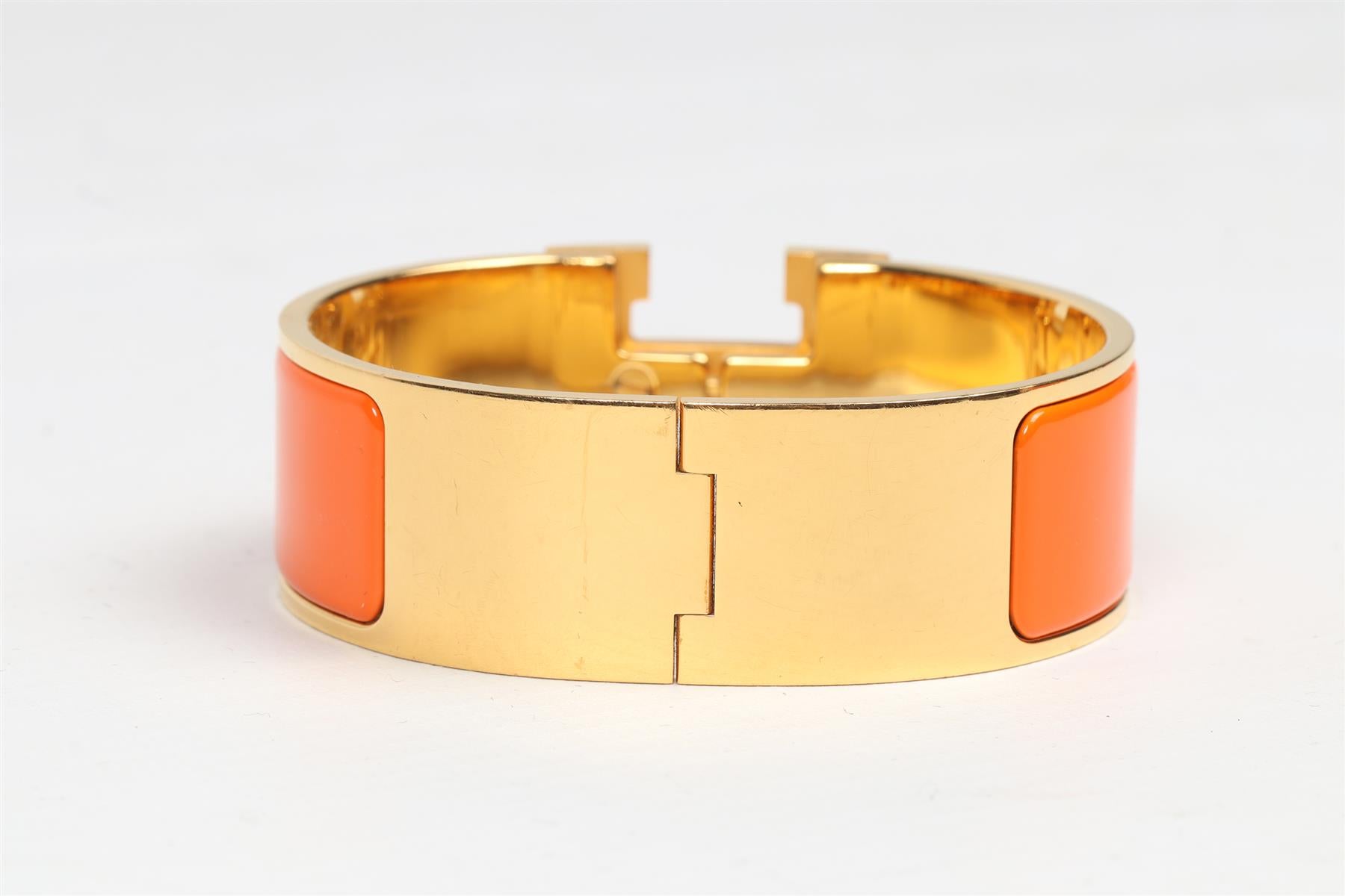 HERMÈS ORANGE 2010 CLIC CLAC H 20 MM ENAMEL BRACELET 16 CM