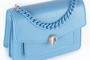 BVLGARI BLUE SERPENTI FOREVER MAXI CHAIN SMALL LEATHER TOTE BAG