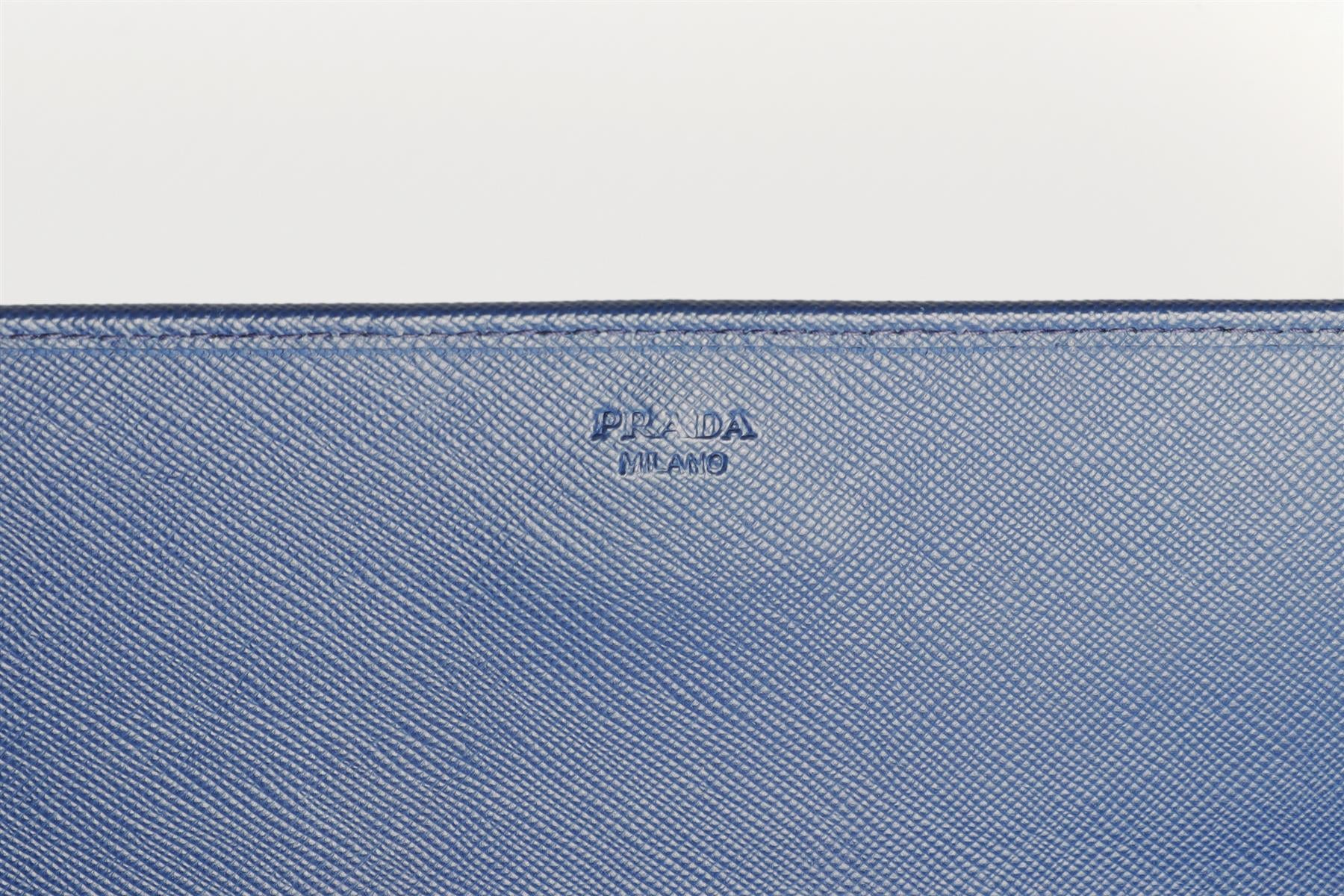 PRADA BLUE WALLET ON CHAIN LEATHER SHOULDER BAG