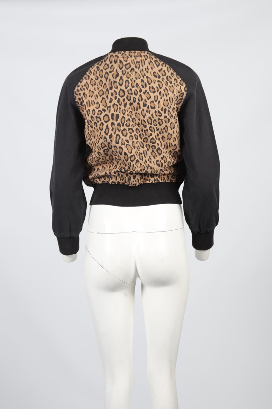 R13 LEOPARD PRINT COTTON BOMBER JACKET MEDIUM