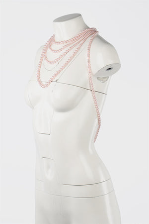 CHANEL PINK 2015 CC PEARL BODY NECKLACE