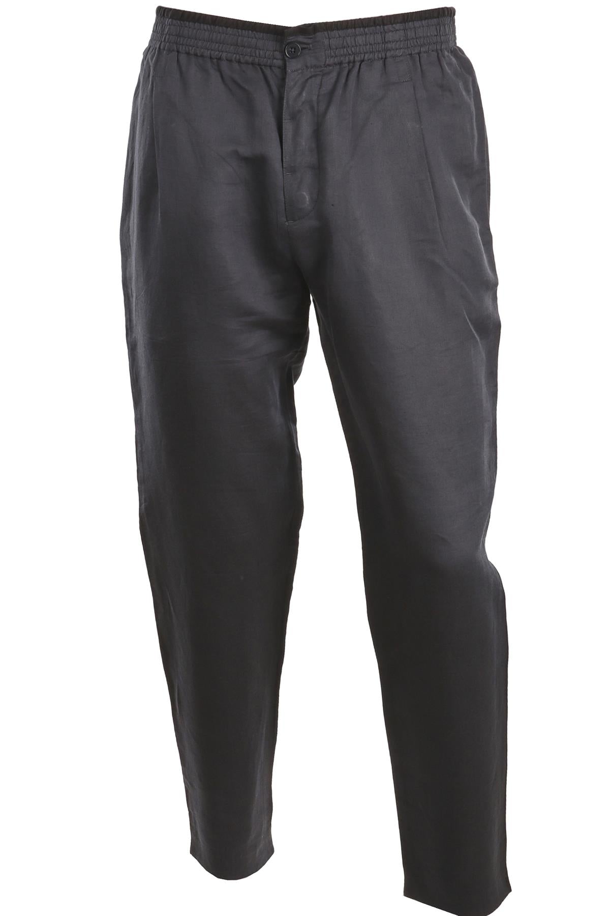 HERMÈS NAVY MEN'S LINEN STRAIGHT LEG PANTS FR 44 UK 36