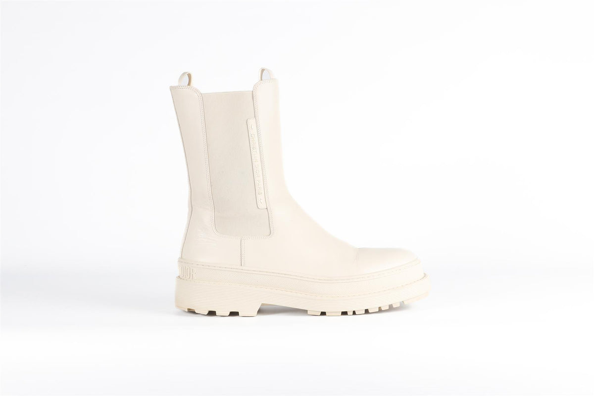 CHRISTIAN DIOR ECRU TRIAL LEATHER ANKLE BOOTS EU 41, UK 8, US 11