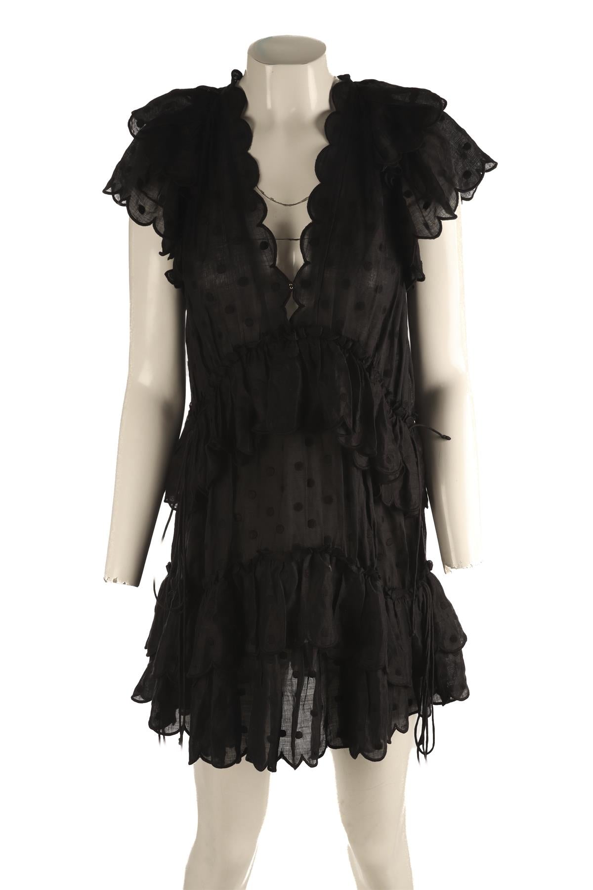 ZIMMERMANN BLACK WOVEN MINI DRESS UK 8