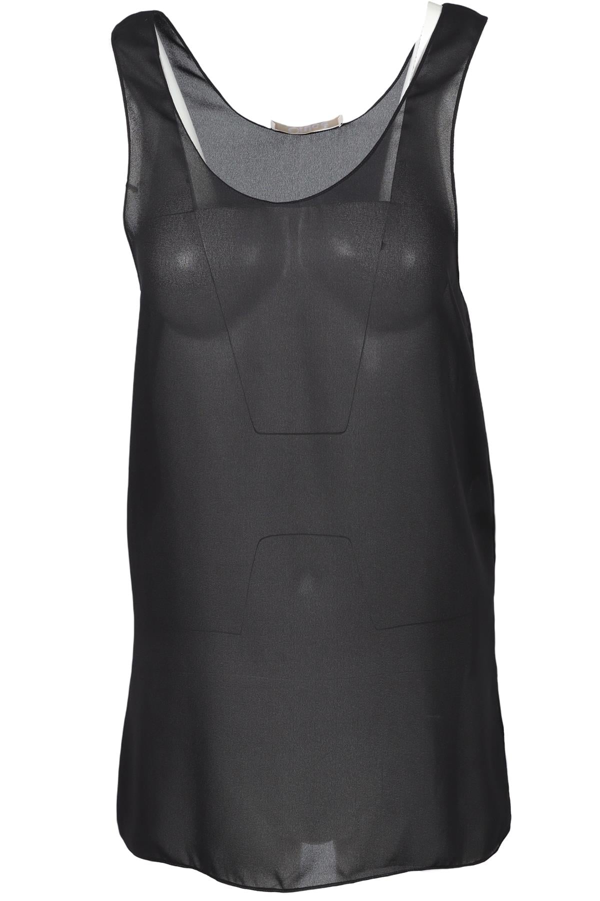 CHLOÉ BLACK CREPE TOP FR 34 UK 6