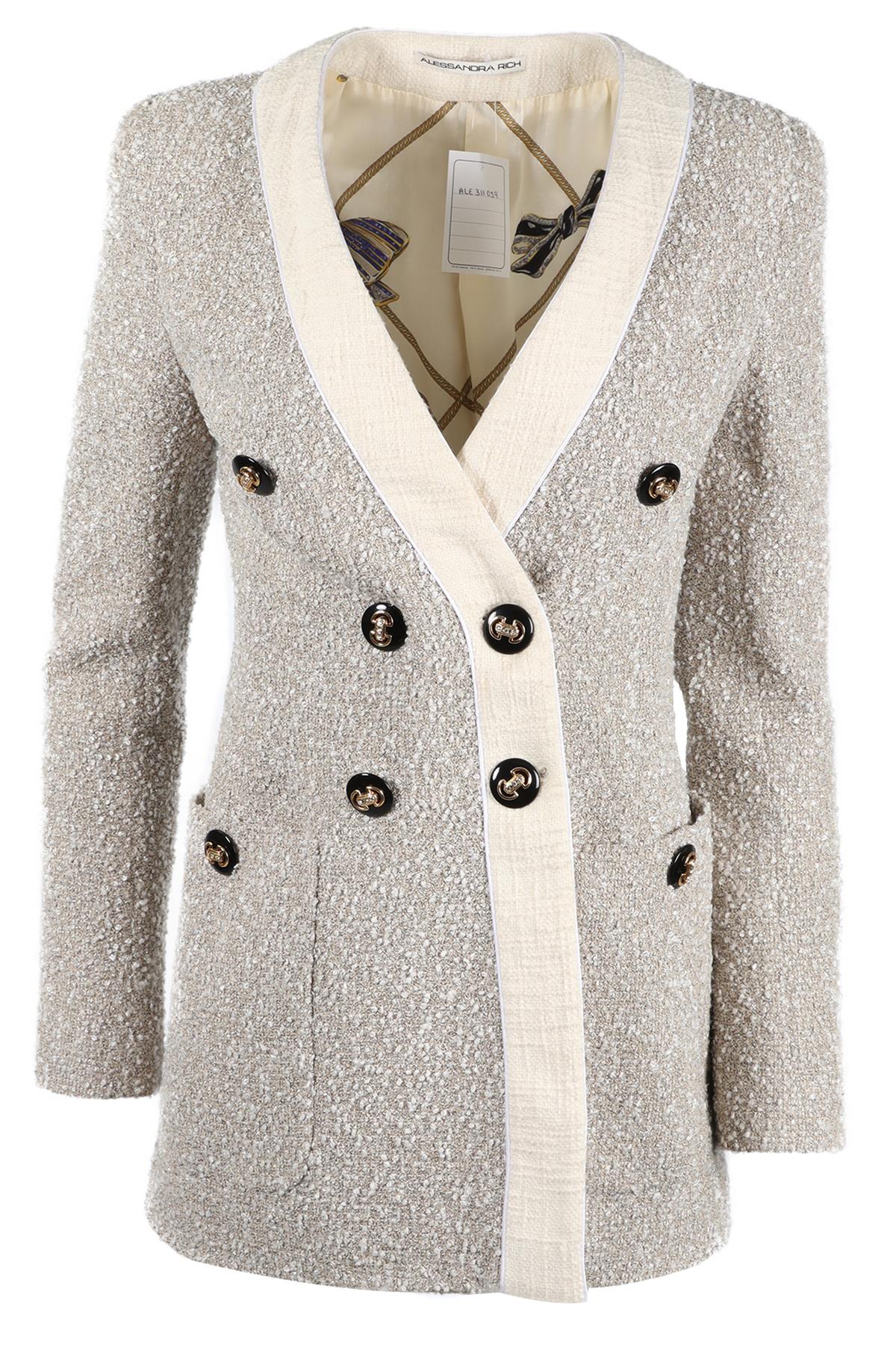 ALESSANDRA RICH MULTICOLOURED TWEED COTTON BLEND BLAZER IT 38 UK 6