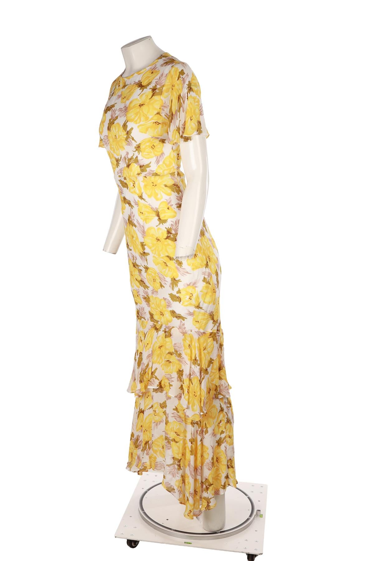 FAITHFULL THE BRAND YELLOW CREPE MAXI DRESS XSMALL