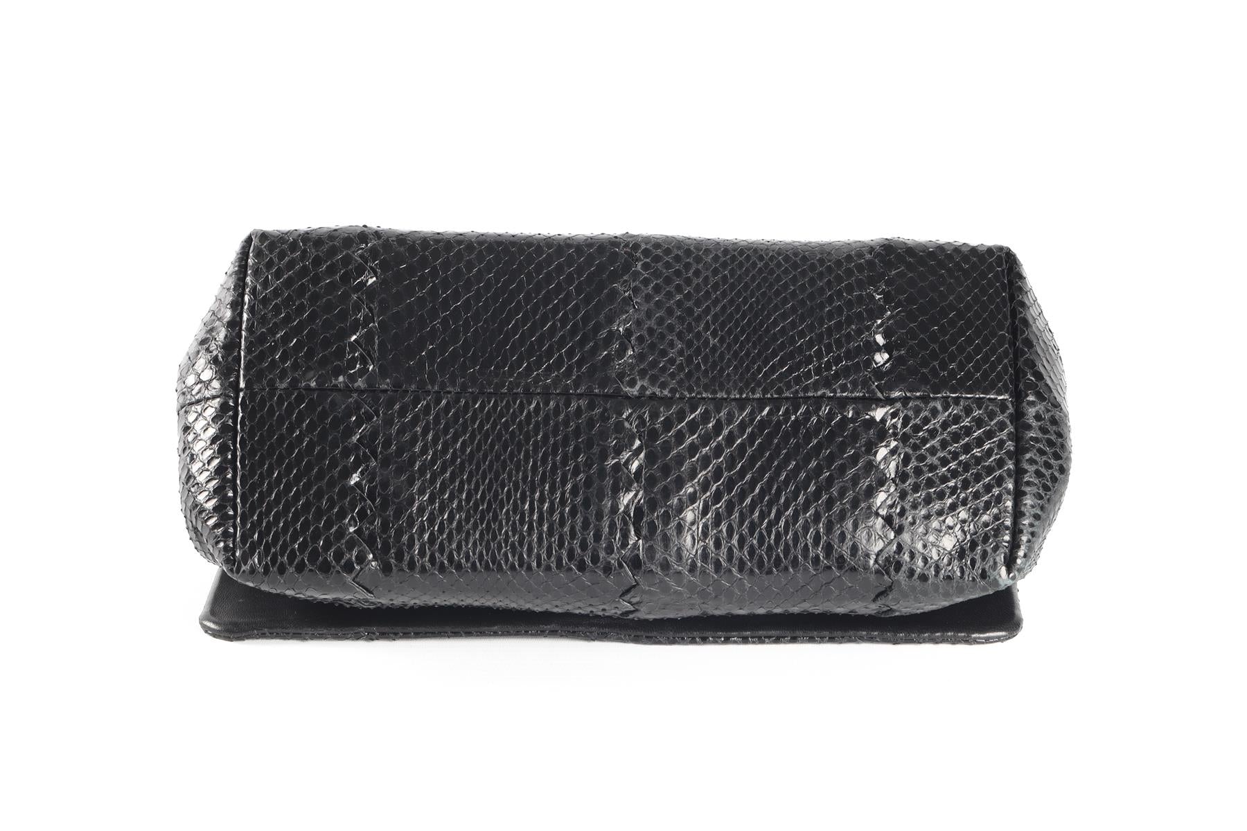 BOTTEGA VENETA BLACK AYER SNAKESKIN CLUTCH