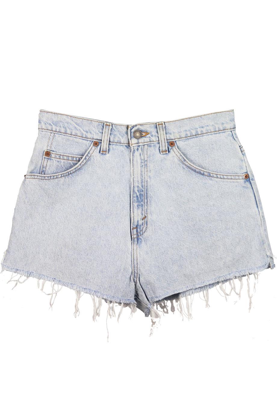 LEVI'S FRAYED HIGH WAISTED DENIM SHORTS W25 UK 6/8