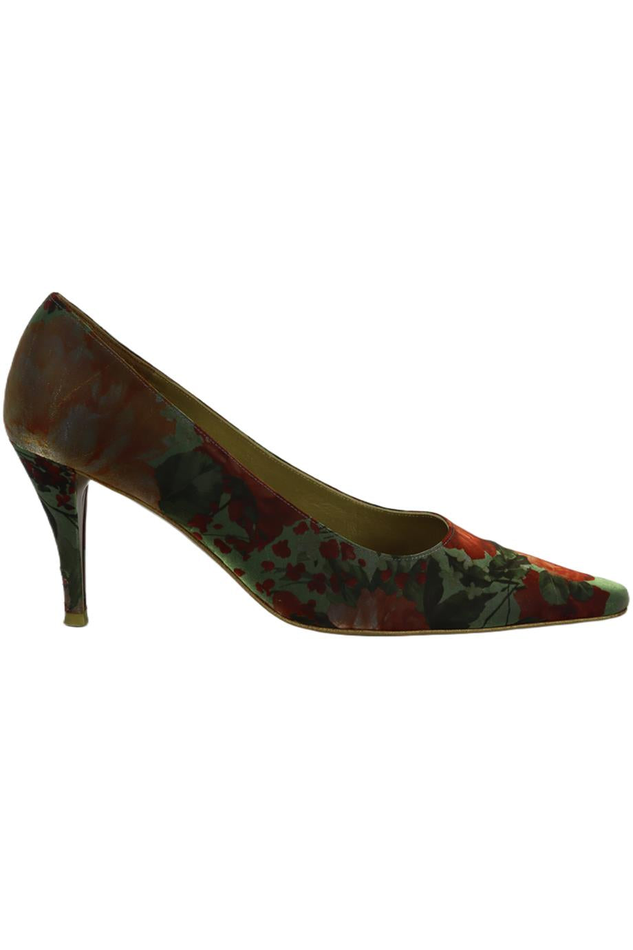CHARLES JOURDAN FLORAL PRINT SATIN PUMPS EU 37.5 UK 4.5 US 7.5