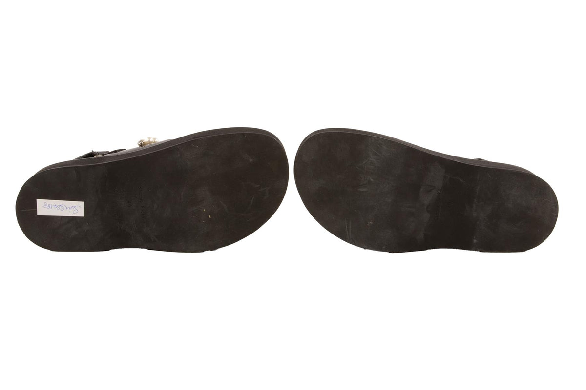 SIMONE ROCHA BLACK LEATHER PLATFORM SANDALS EU 40 UK 7 US 10
