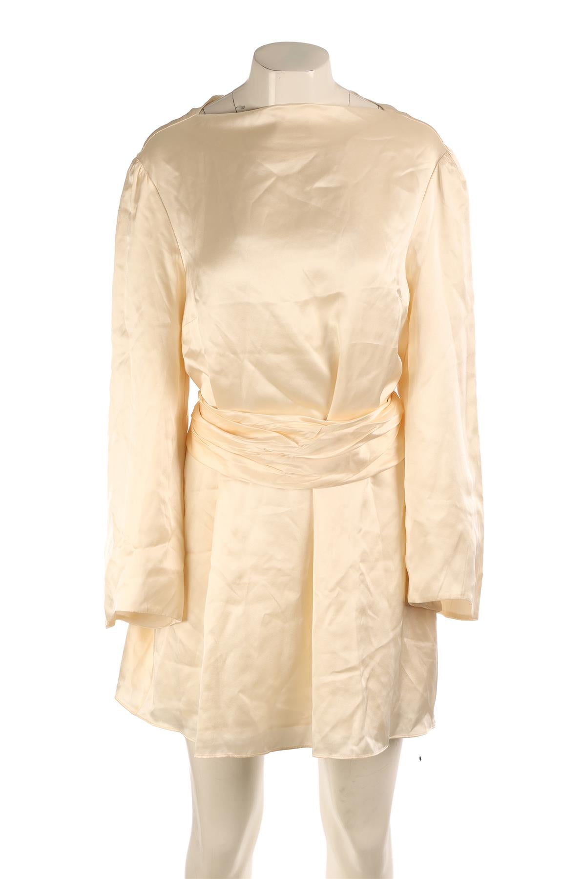 CAMILLE REFORMATION ROWE CREAM SILK MINI DRESS US 10 UK 14