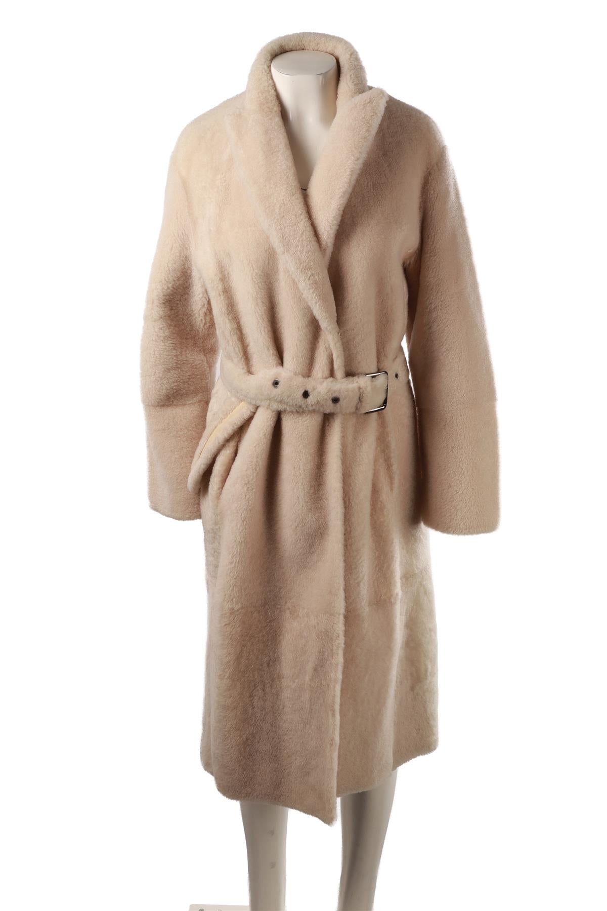 BEIGE SHEARLING AND LEATHER COAT