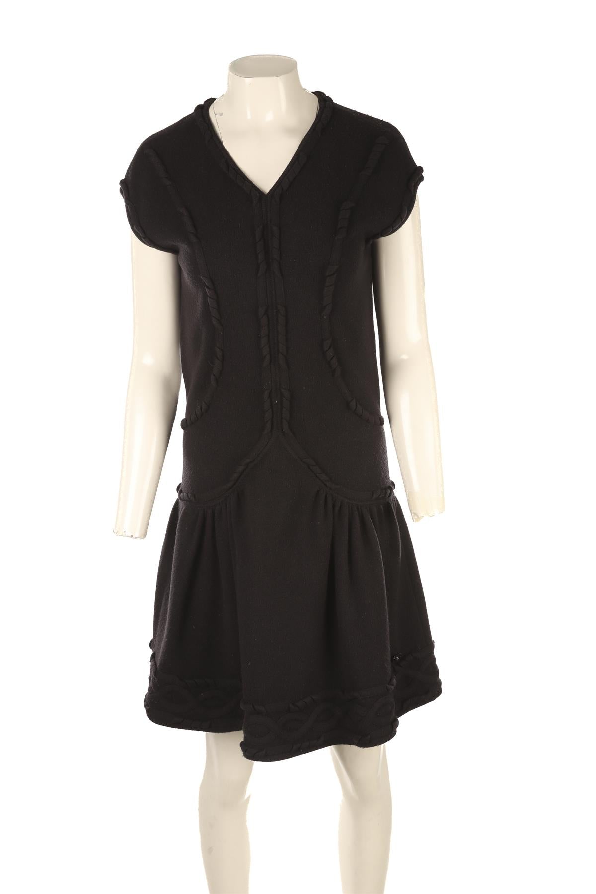 CHANEL BLACK 2011 WOOL DRESS FR 38 UK 10
