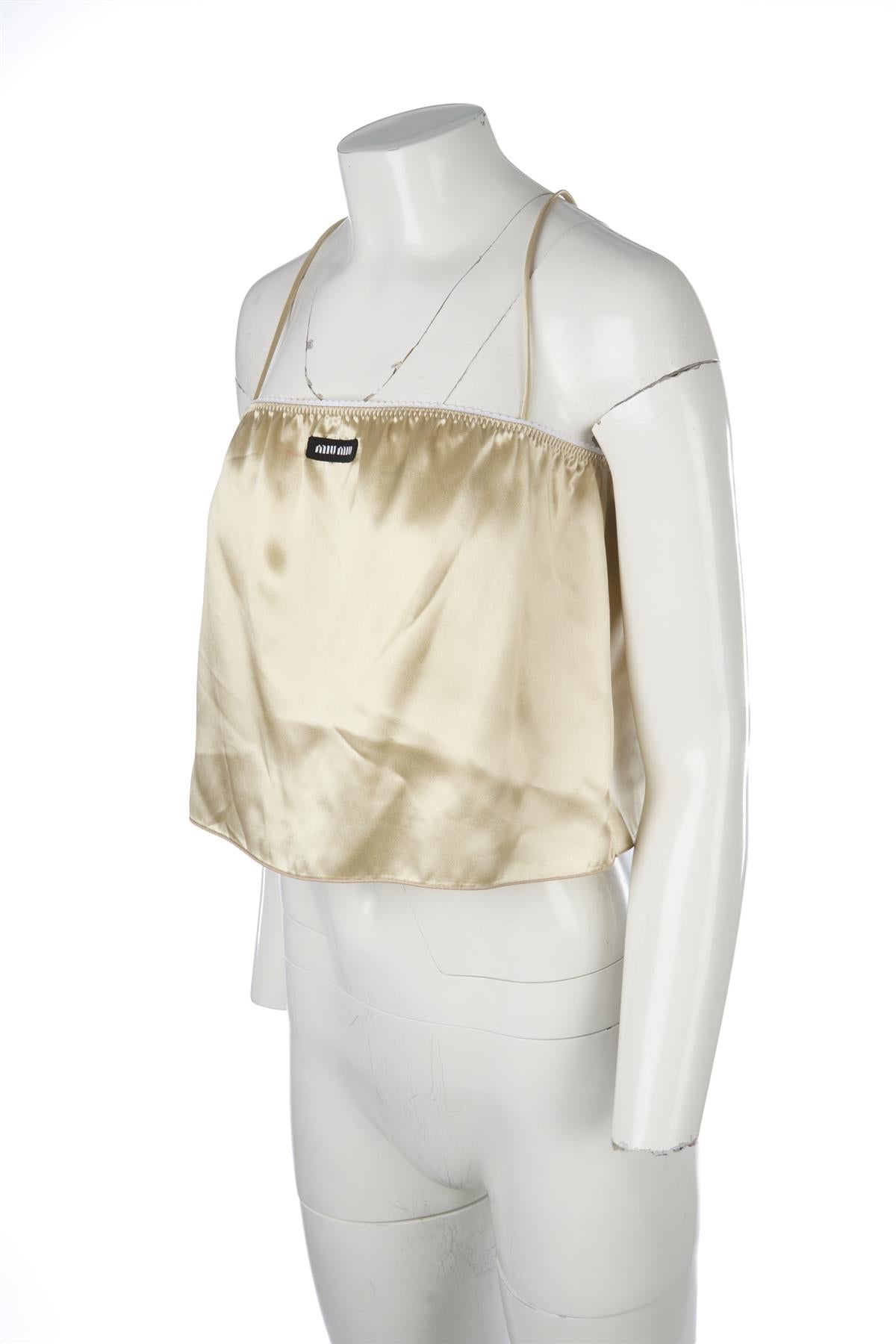 MIU MIU BEIGE SATIN TOP IT 40 UK 8