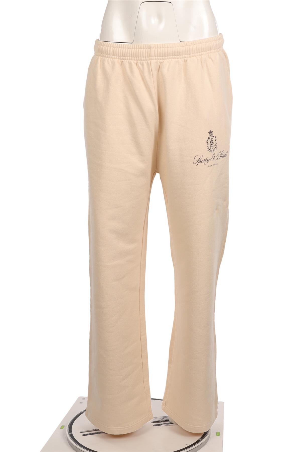 SPORTY & RICH CREAM COTTON TRACK PANTS LARGE
