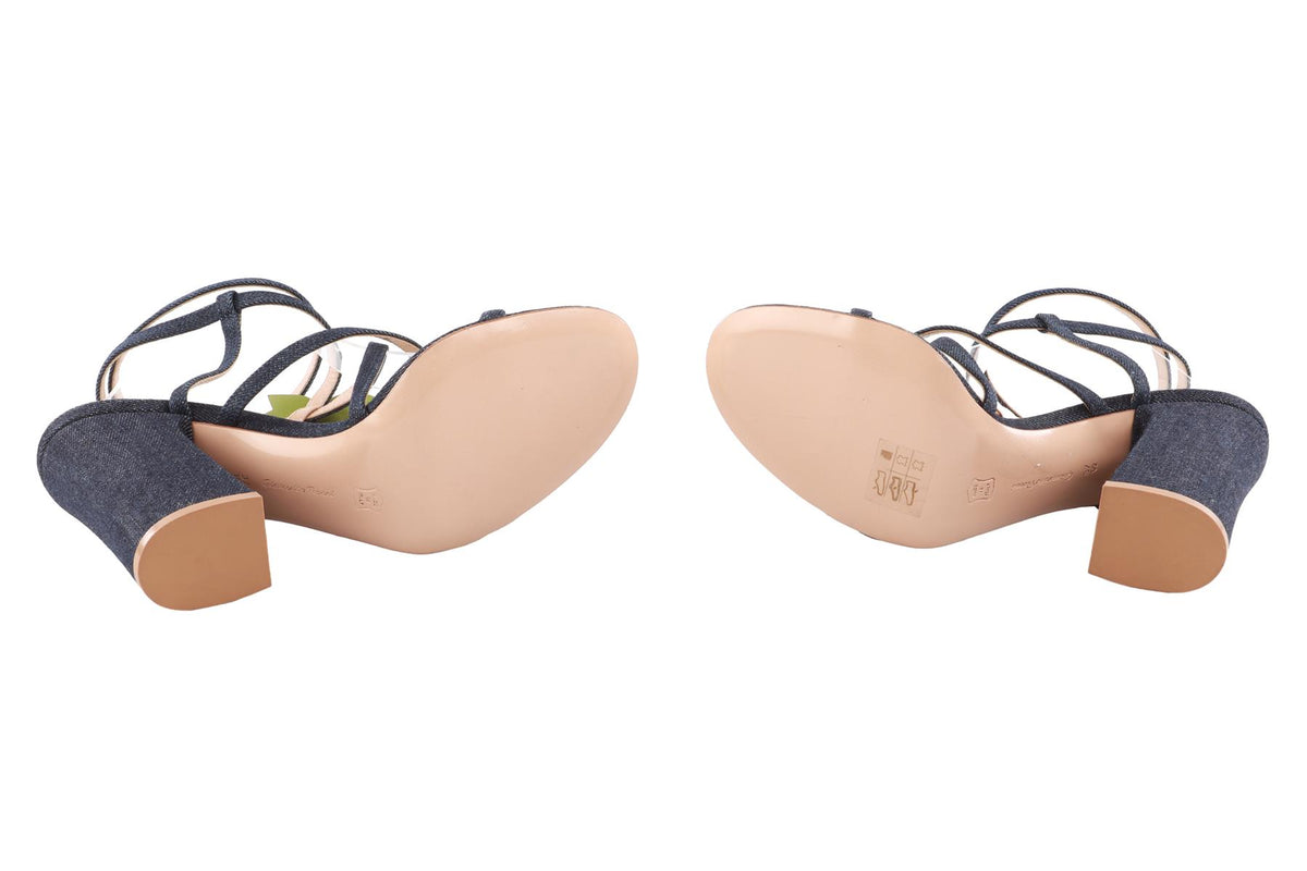 GIANVITO ROSSI BLUE DENIM SANDALS EU 37.5 UK 4.5 US 7.5