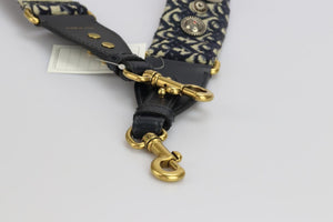 CHRISTIAN DIOR STUDDED EMBROIDERED CANVAS AND LEATHER BAG STRAP