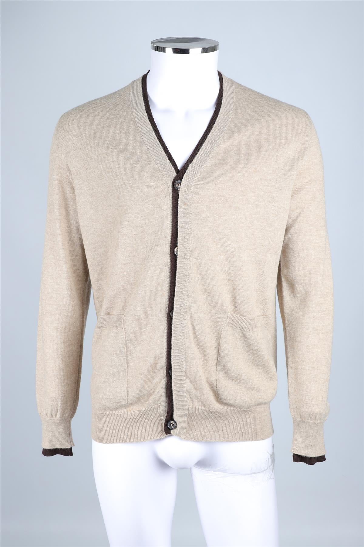 MAISON MARGIELA BEIGE MEN'S WOOL CARDIGAN SMALL