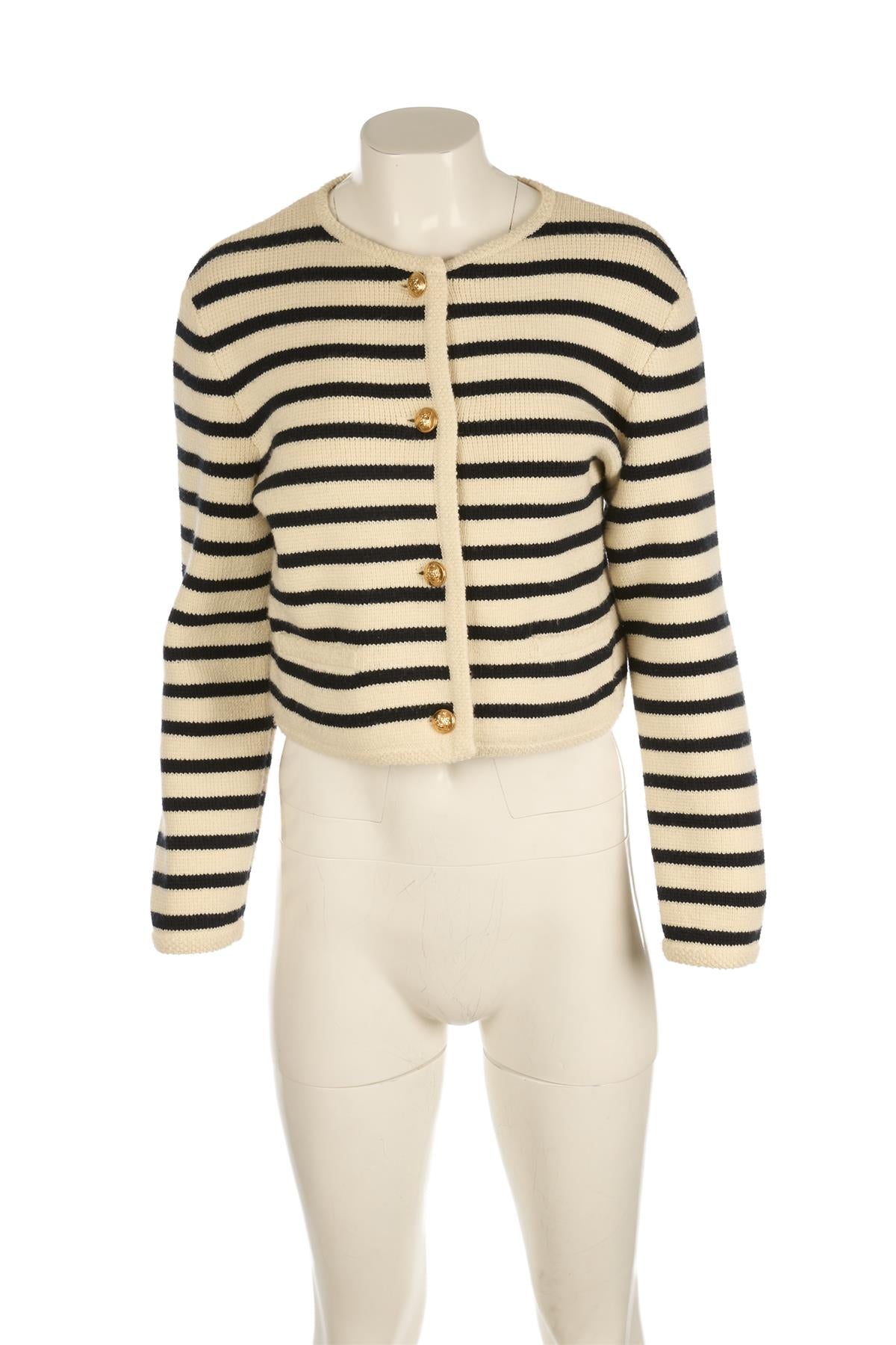 CELINE CREAM WOOL CARDIGAN SMALL