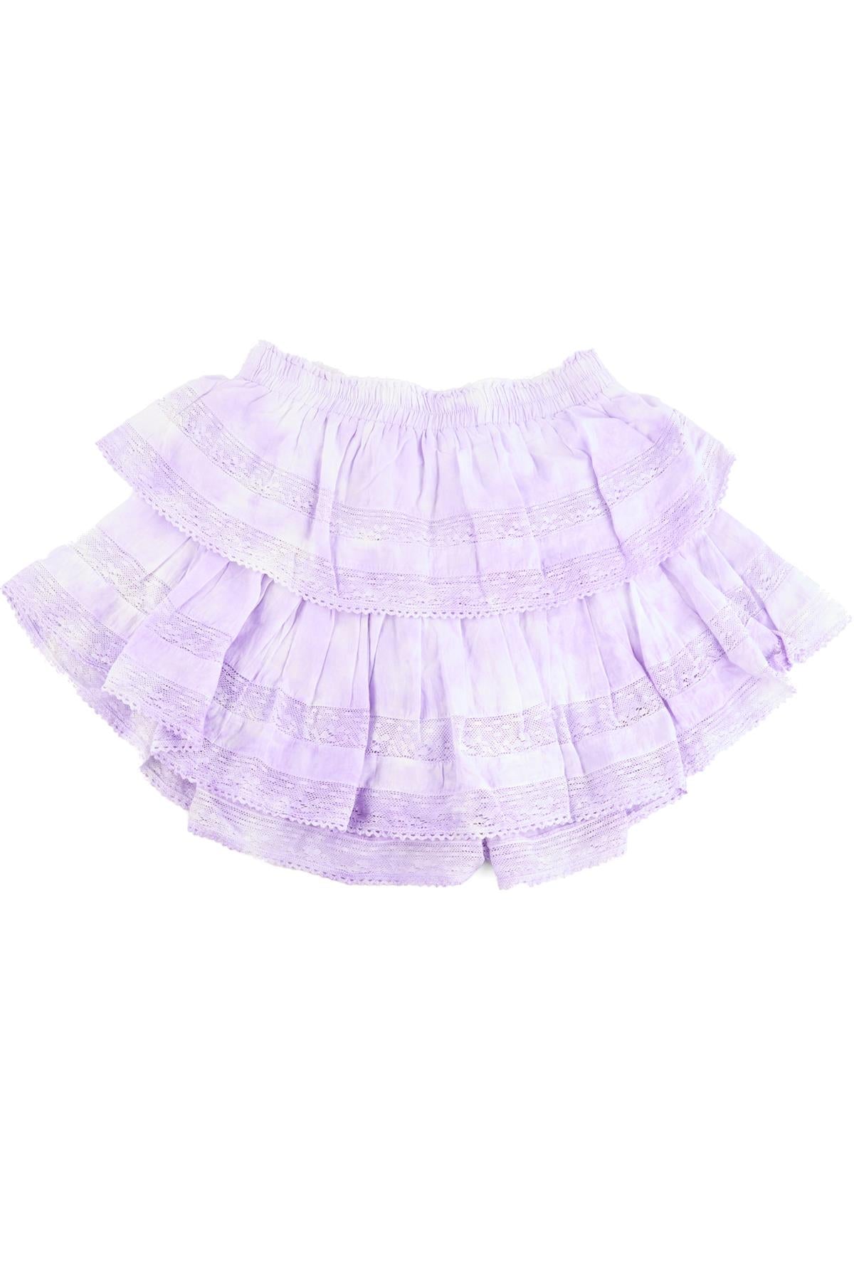 LOVESHACKFANCY PURPLE COTTON MINI SKIRT XSMALL