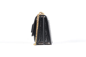 SAINT LAURENT BLACK SUNSET MEDIUM CROC EFFECT LEATHER SHOULDER BAG