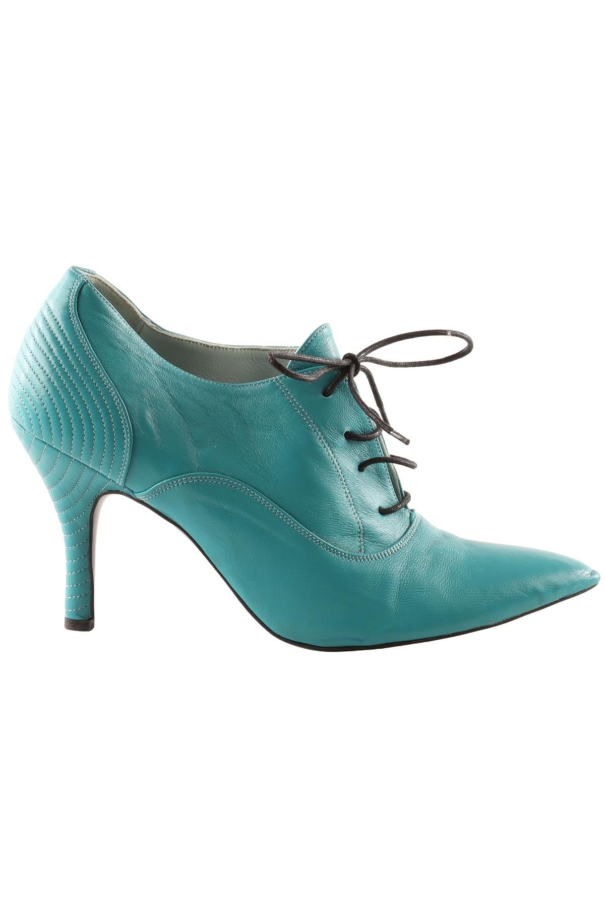 PREEN BY THORNTON BREGAZZI BLUE LEATHER ANKLE BOOTS EU 39 UK 6 US 9